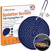 Silicone Splatter Screen for Frying Pan, 13&rdquo; Navy &ndash; Folds Flat with Sleeves, Dishwasher Safe Grease &amp; Oil Splatter Guard, Heat Resistant Splash Guard Fits 10&ndash;12&rdquo; Pans, Most 13&rdquo; Skillets
