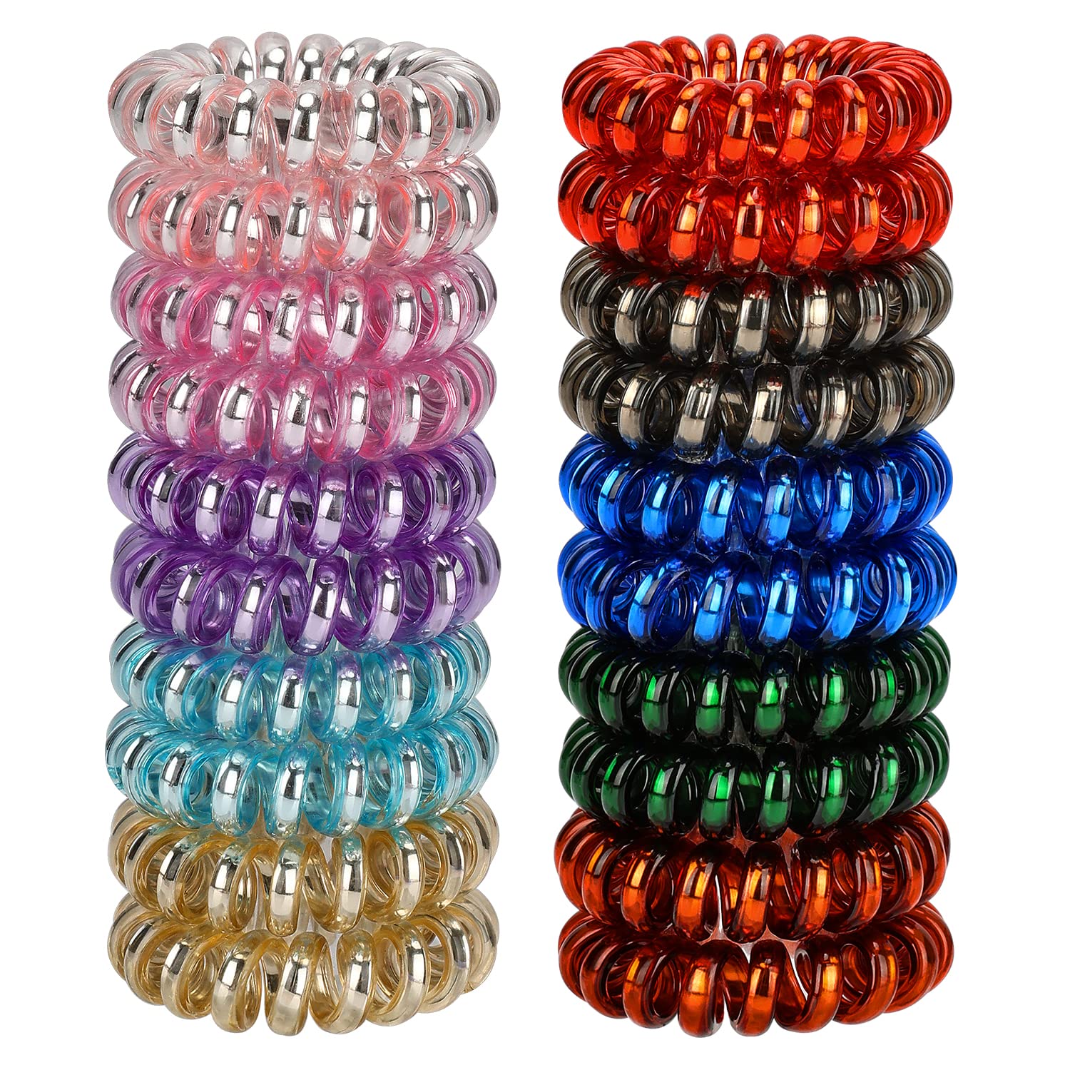 JessLab 20 Pcs Spiral Hair Ties, Plastic Hair Coil Bands, No Damage Waterproof Plastic Spiral Ponytail Holder Hair Bands for Women Girls Hair Accessories, Lustrous — image 1