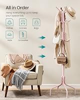 SONGMICS Coat Stand 12 Hooks 4 Legs Metal Rack Hallway Brown RCR031Z01 view 4