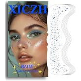 XICZH Face Glitter, Temporary Face Tattoos, Face Body Glitter Makeup Patches for Women Girls, Country Concerts Singer Festival Rave Accessories (Blue)
