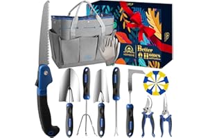 Hermsche Garden Tools Set Gardening Tool Set for Gardening Hand Tools and Supplies Tool Kit 11PCS Heavy Duty Stainless Steel Gardening Tool Bag with Tools Gloves Gift Box Gardening Gifts for Women Men