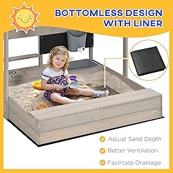 Outsunny Kids Sandbox with Canopy