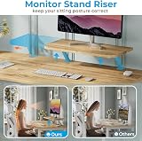 GreenForest 100cm Office Desk with Monitor Stand Oak Finish view 4