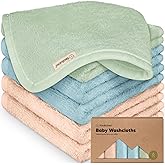6-Pack Baby Washcloths - Soft Absorbent Viscose from Bamboo Wash Cloths for Babies, Kids, Toddlers, Infant, Newborn Bath Towels, Gentle on Sensitive Skin, 10x10 Reusable Face Towels (Mellow)