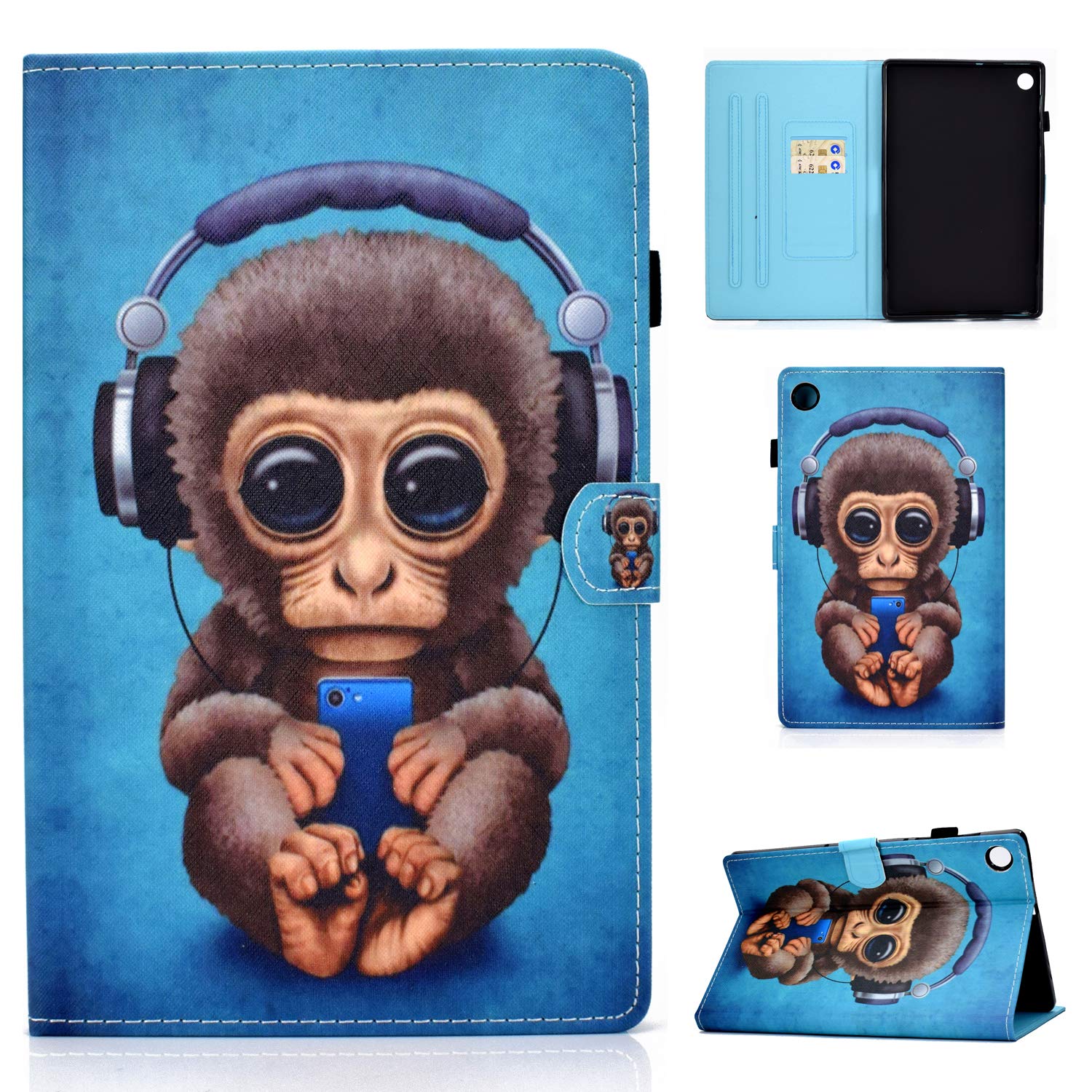 Aswant Huawei Matepad T10/Matepad T10s Case PU Leather Wallet Cover Flip Stand Case Pen Holder Magnetic Tablet Case for Huawei Matepad T 10 9.7 Inch/Huawei Matepad T 10s Music Monkey