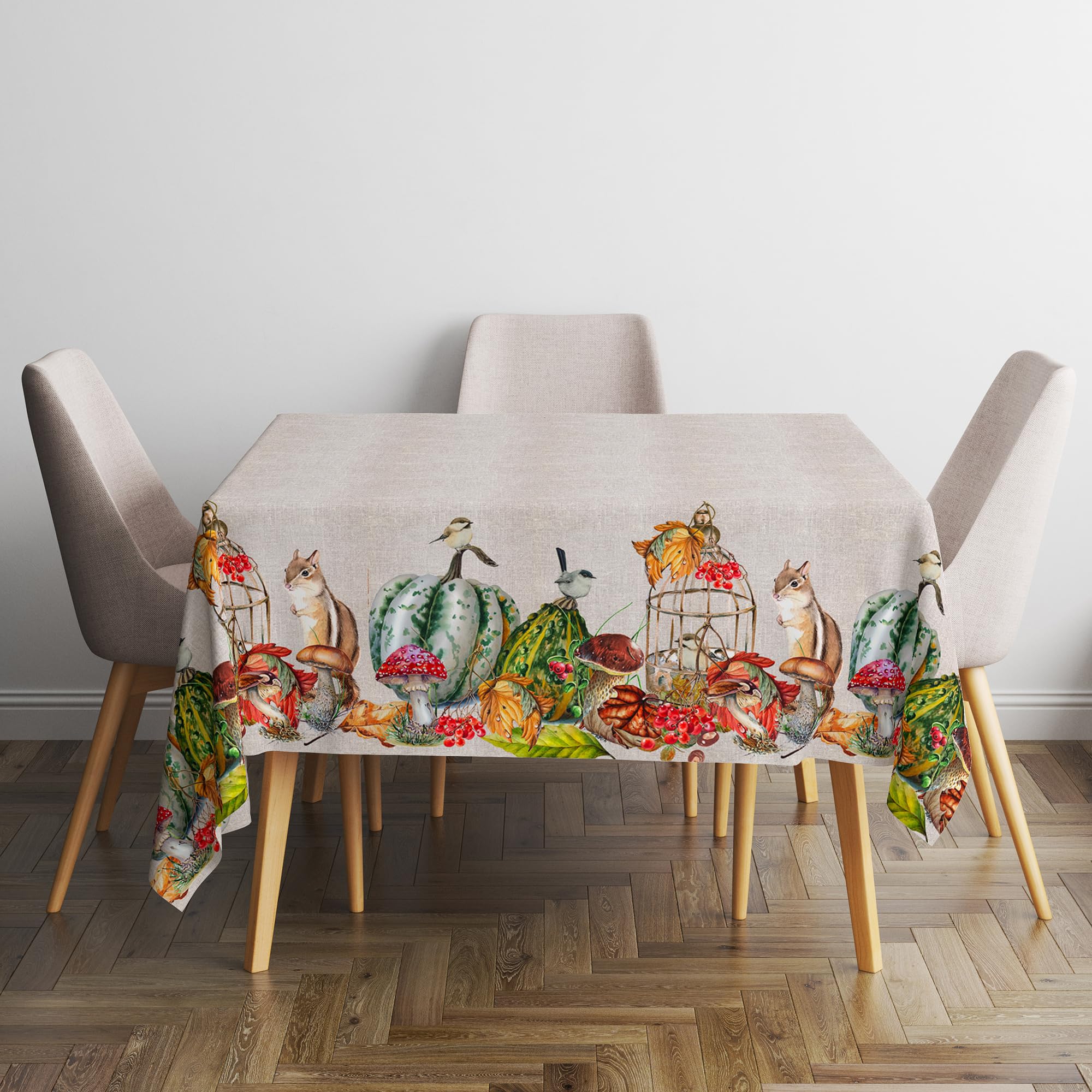 Italian Bed Linen Panama tablecloth, Stain resistant, 100% cotton, Colori d’autunno, 150x150 cm