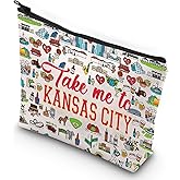 G2TUP Kansas City Travel Cosmetic Bag Kansas Landmarks Souvenirs Gift Take Me To Kansas Zipper Pouch Bag Kansas Merch (Take Me To Kansas)