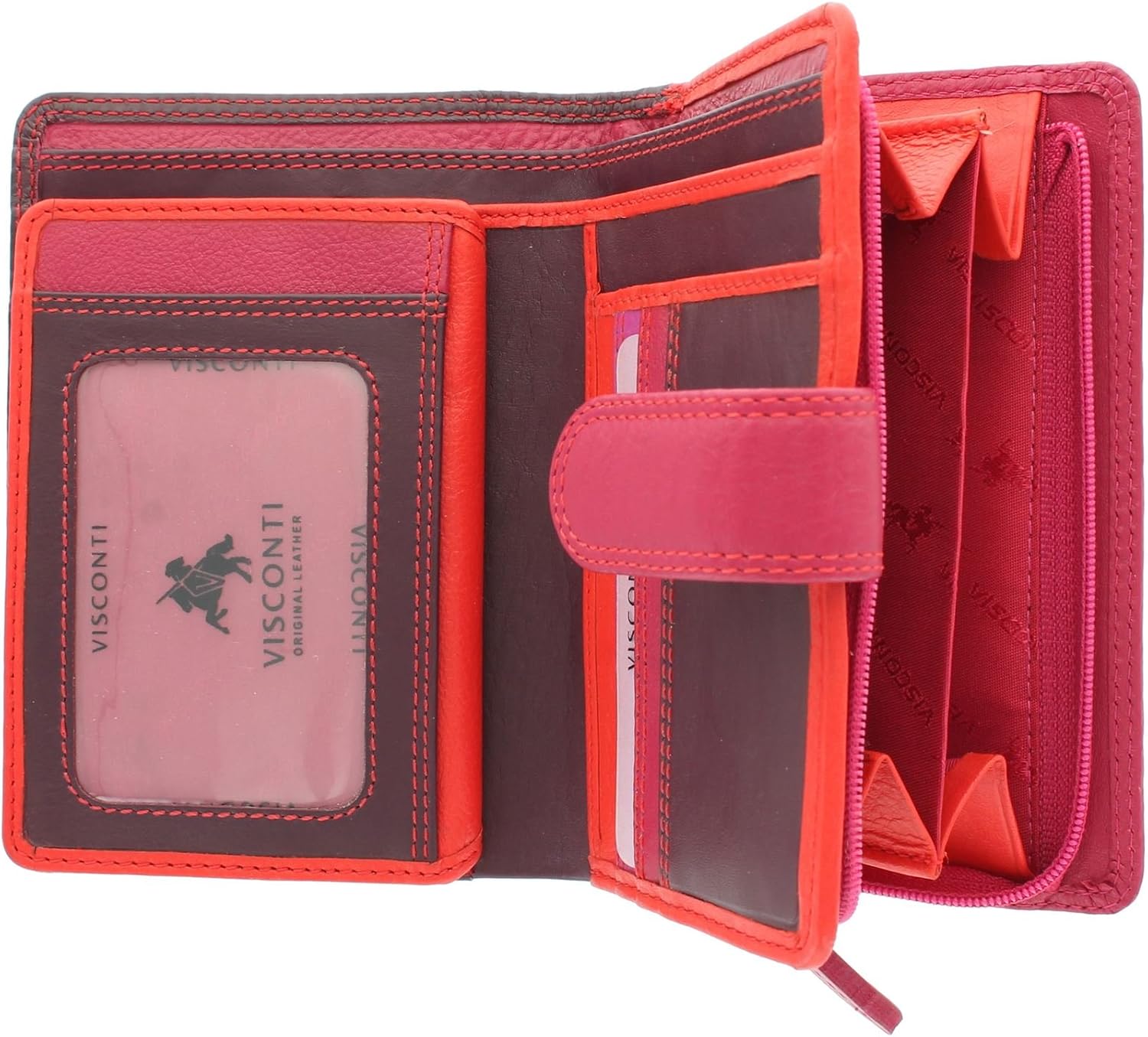 Visconti Rainbow Leather Ladies Purse Style RB51 RFID Blocking Plum Multi - Image 5