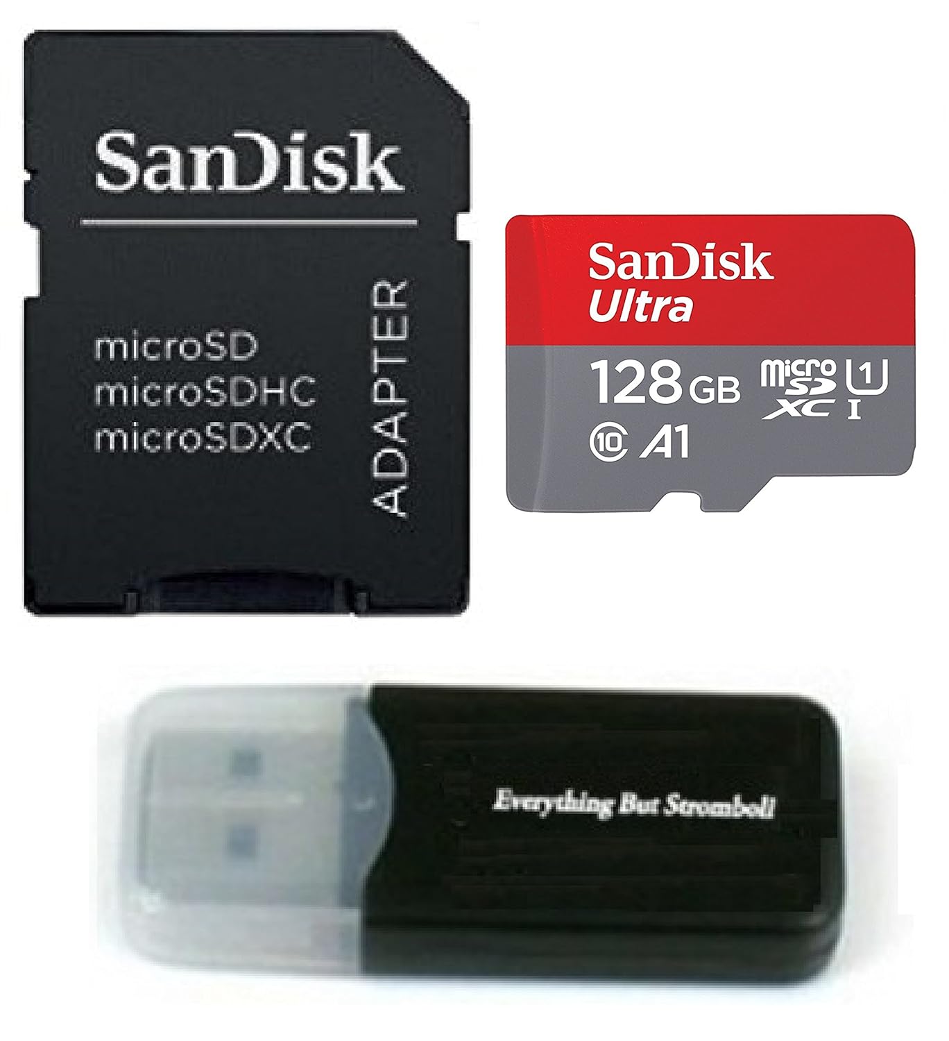 SanDisk 128GB Ultra Micro SD SDXC UHS-I Class 10 works with Samsung Galaxy S9 Memory CardS9+, S9 Plus (SDSQUAR-128G-GN6MA) with Everything But Stromboli (TM) Card Reader (Class 10 128GB)