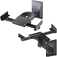 Halter Dual Pair Adjustable Wall Mounting Surround Sound Speaker Mounts Bracket Clamp Style w/ Tilt & Swivel 360&deg; Rotation - Set of 2