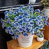 VDVST Artificial Flowers for Outdoors, 10 Bundles UV Resistant Artificial Outdoor Flowers, Not-Fading Silk Faux Flowers for Outdoor Planters for Home Garden Porch Decor, Blue