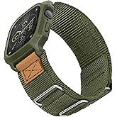 SUNFWR Bands Compatible with Apple Watch 44mm 45mm with Case,Rugged Velcro Sport Apple Watch Strap with Protective Cover for 