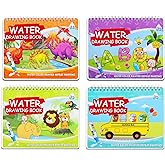 4 Pack Water Drawing Book,Water Coloring & Doodle Book,Reusable Water Reveal Activity Books for Kid,Painting Color Wonder Coloring Books,Gift for Girl & Boy for 3 4 5 6 7 Year Old