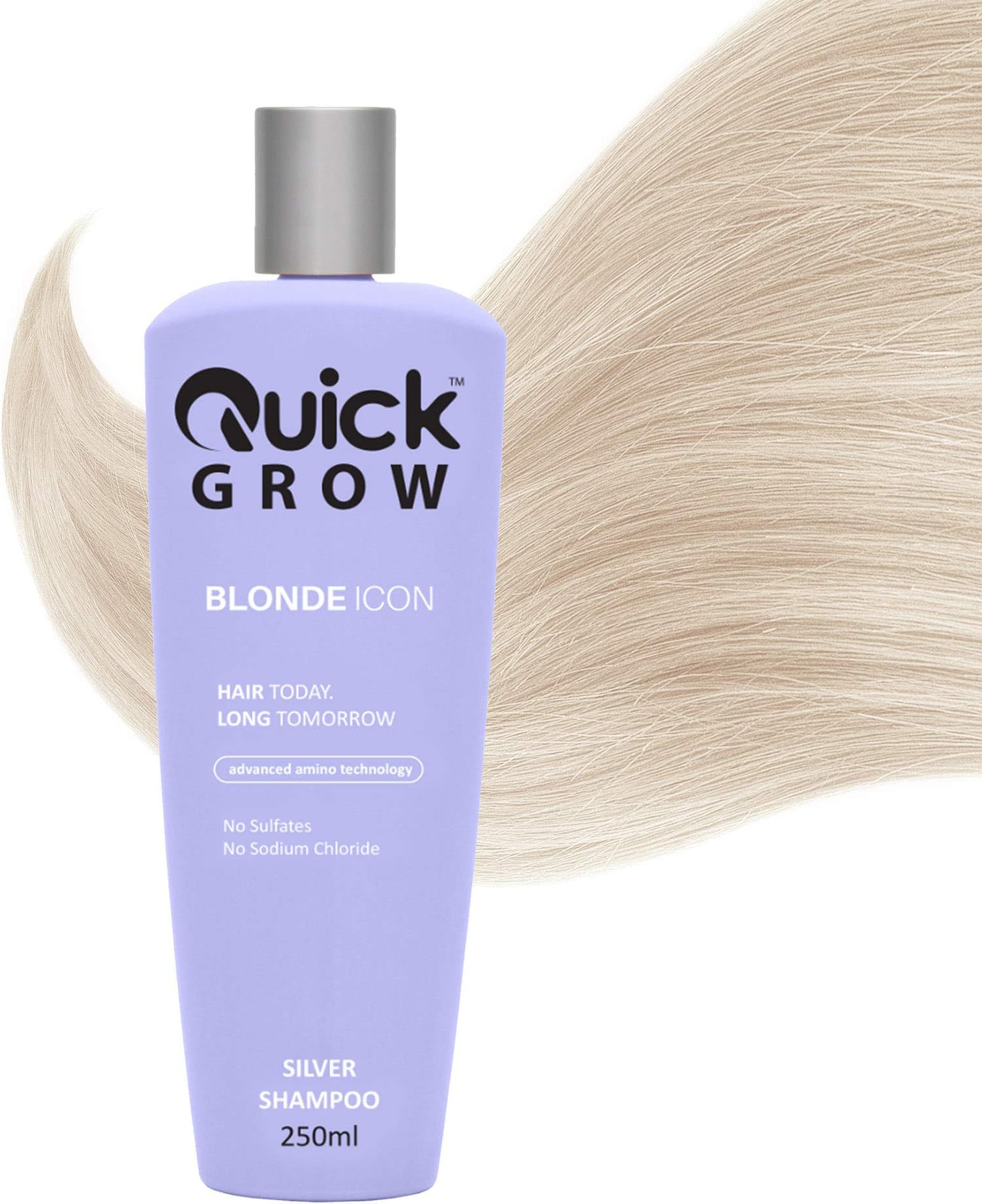 Quick Grow - Blonde Icon Shampoo 250ml | For Toning, Anti Brass Treatment & Fabulous Hair Growth | For Highlighted, Silver, Ash, Bleached & Brassy Hair | Removes Yellow Tones | Suitable for Men & Women