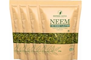 INDIA HERBS Neem Leaves Crushed (Not Powder), Good to Make Fresh Neem Leaf Tea 4 Packs of 300 Grams (42.3 Oz), Herbal Supplements - HerbsIndia