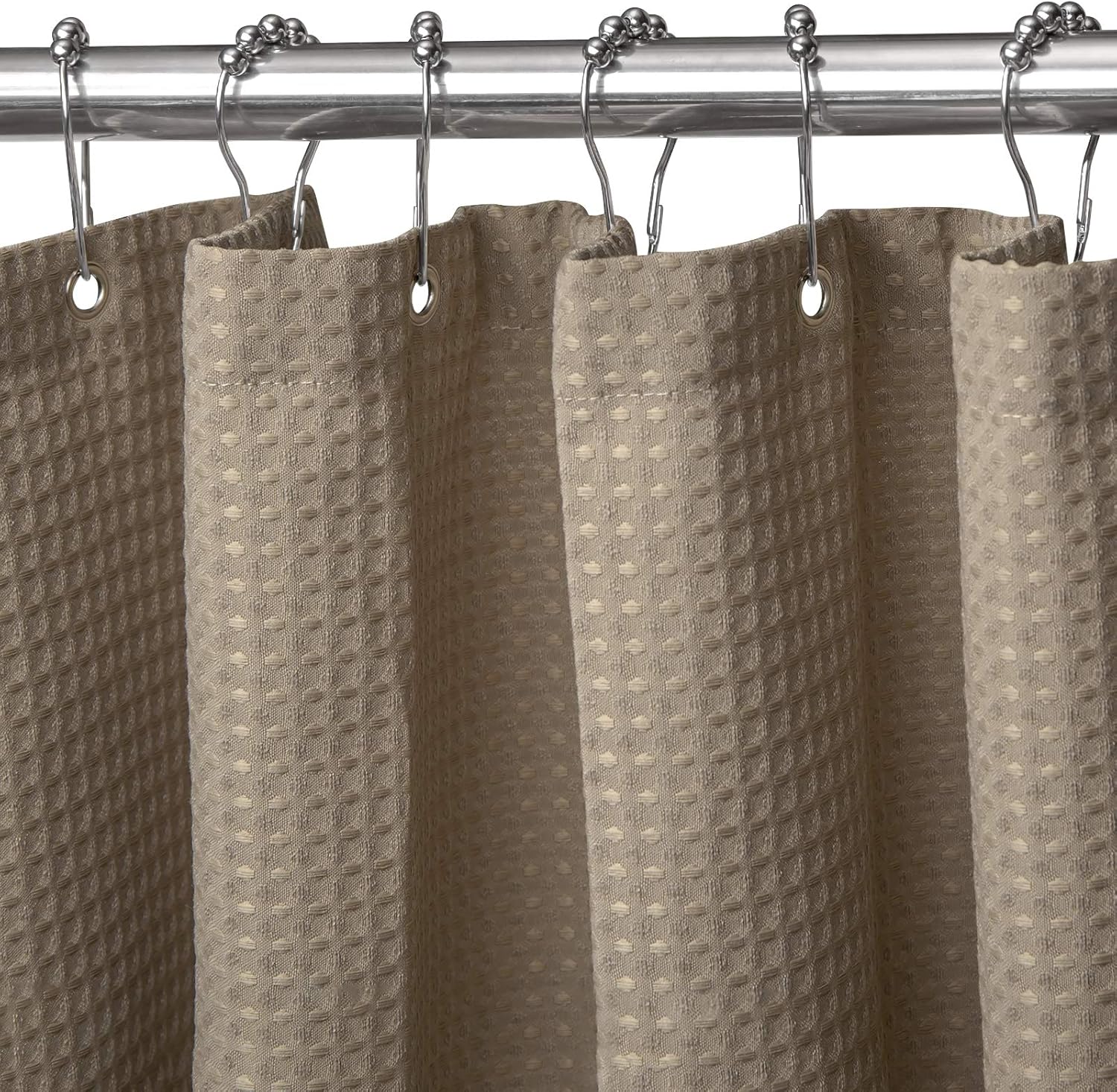 VANZAVANZU Waffle Shower Curtain with Metal Hooks Heavy Duty Fabric