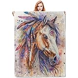 VANZEV Watercolor Horse Throw Blanket Gifts, Soft