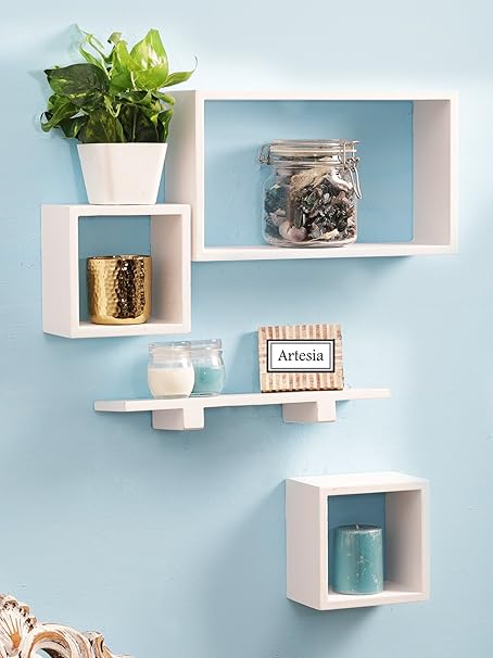 Artesia Wall Shelf with 4 Shelves (White)