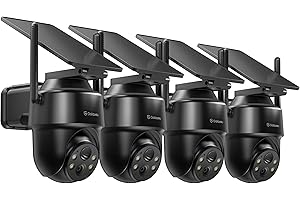GALAYOU 2K Security Cameras Wireless Outdoor-360° PTZ Cameras for Home Security with Solar Panel/Battery Powered, Night Vision, Two-Way Audio, PIR Sensor, Works with Alexa, R1 4P Black (2.4Ghz Only)