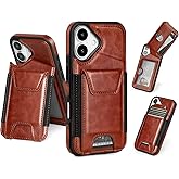 SkyEagle Compatible with iPhone 17 Wallet Case with Card Holder,Women Men Phone Case PU Leather RFID Blocking Shockproof Magnetic Flip Cover Credit Card Slots Kickstand,for Apple 17 6.3",Brown