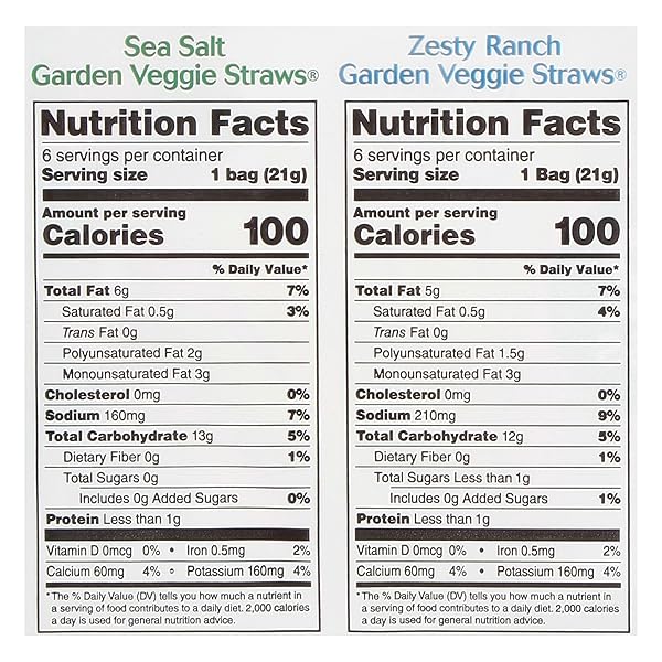 SENSIBLE PORTIONS VEGGIE STRAWS MULTI-PACK, SEA SALT & ZESTY RANCH, KID SNACKS, VEGGIE SNACKS, 0.75 OZ BAG (PACK OF 12)