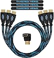 Twisted Veins Three (3) Pack of (3 ft) High Speed HDMI Cables + Right Angle Adapter and Microfiber Cable Ties (Latest Version Supports Ethernet, 3D, and Audio Return)