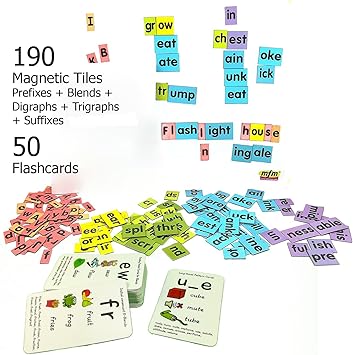 MFM Toys Magnetic Phonic Word Builder Tiles (Understanding Pronunciation) Ages 6+ | 170 Magnetic Tiles | (Does Not Include Magnetic Board)