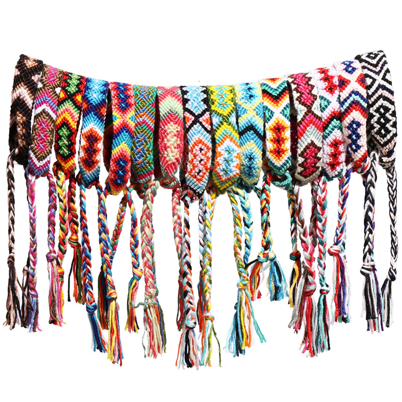 Photo 1 of Hicarer 15 Pieces Nepal Style Friendship Bracelets Handmade Woven Bracelets Colorful Braided Wrap Bracelets for Women
