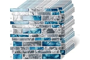 MOONFUN 10 Sheet Peel and Stick Backsplash Tiles, 12 X 12 Inch Blue Marble Self Adhesive Tile Sticker for Backsplash Kitchen,Bathroom