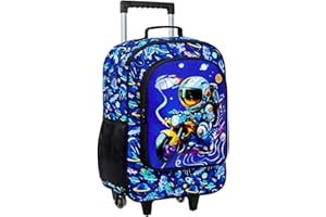 Kids Luggage for Boys, Water Resistant Rolling Suitcase, Cool Astronauts Travel Carry on for Elementary Preschool Toddler