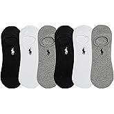 POLO RALPH LAUREN womens Performance Cotton Liner Socks - 6 Pair Pack - Breathable Mesh & Sport Cushioning