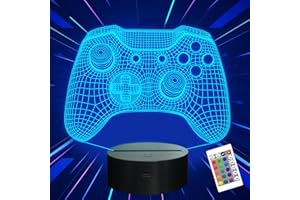 Attivolife Gamepad 3D Illusion Lamp, Controller Night Light with Remote Control + Timer 16 Color Changing Desk Lamp Kids Gamer Room Decor Plug in Best Cool Festival Birthday Gift for Boy Men