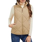 MAGCOMSEN Womens Puffer Vest Sleeveless Lightweight Winter Jackets Quilted Zip Up Coats Stand Collar Padded Outerwear Vests