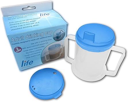 Life Healthcare Trinkbecher Fur Erwachsene Mit Behinderungen Mit Easygrip Griffen Spritzschutz Und Reisedeckel Amazon De Drogerie Korperpflege