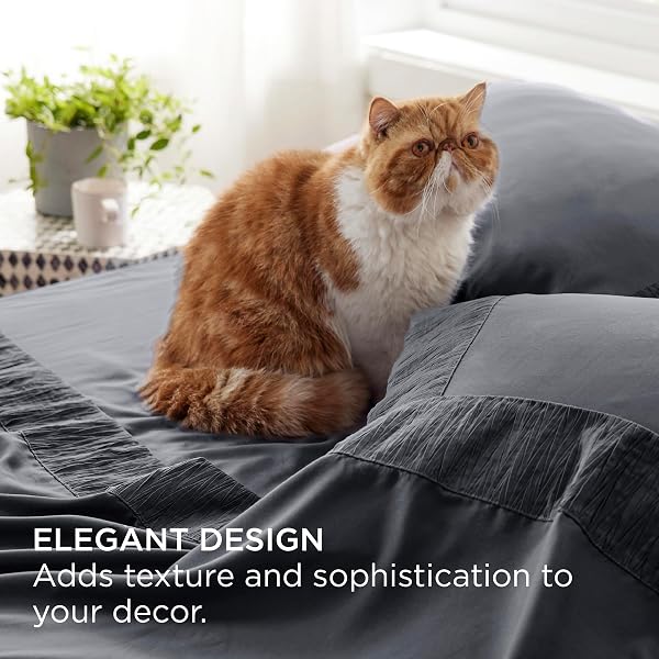 BEDSURE QUEEN SHEET SET – 4 PIECES SOFT QUEEN SIZE SHEETS – BREATHABLE & COOLING – HOTEL LUXURY – EASY CARE POLYESTER MICROFIBER BEDDING FOR WOMEN, MEN, DARK GREY