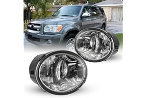 AUTOFREE Fog Lights Compatible for Toyota Tundra 2000-2006 Sequoia 2001-2007 with Bulbs 9006 12V 51W Driving Lamps Replacement included Wiring Kit & Switch-1 Pair (Clear Lens)