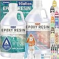IGaiety 1 Gallon Epoxy Resin, Epoxy Resin Kit, Crystal Clear Resin Kit, No Yellowing Resin Self-Leveling Deep Pour Epoxy Resin High-Glossy Casting Resin Perfect for Crafts, Table Tops(0.5 Gallon x 2)