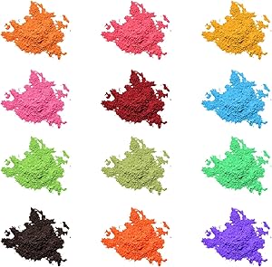 Mica Powder Pigment 12 Color,Non-Toxic Safe Natural Epoxy Resin Dye Pigment Powder for DIY Slime Coloring and Soap Dye Making Supplies,Bath Bomb Colorant,Paint,Makeup Dye,Nail Art,Eye Shadow, Craft