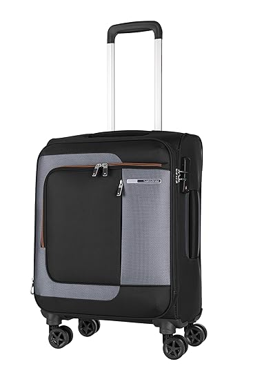 Samsonite Zenet Polyester 55 cms Black/Orange Softsided Cabin Luggage (SAM ZENET SP55 EXP TSA-BLK/ORG)