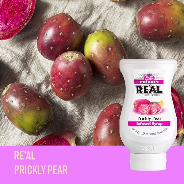 PRICKLY PEAR REÀL INFUSED EXOTICS, PRICKLY PEAR PUREE INFUSED SYRUP, 16.9 FL OZ SQUEEZABLE BOTTLE