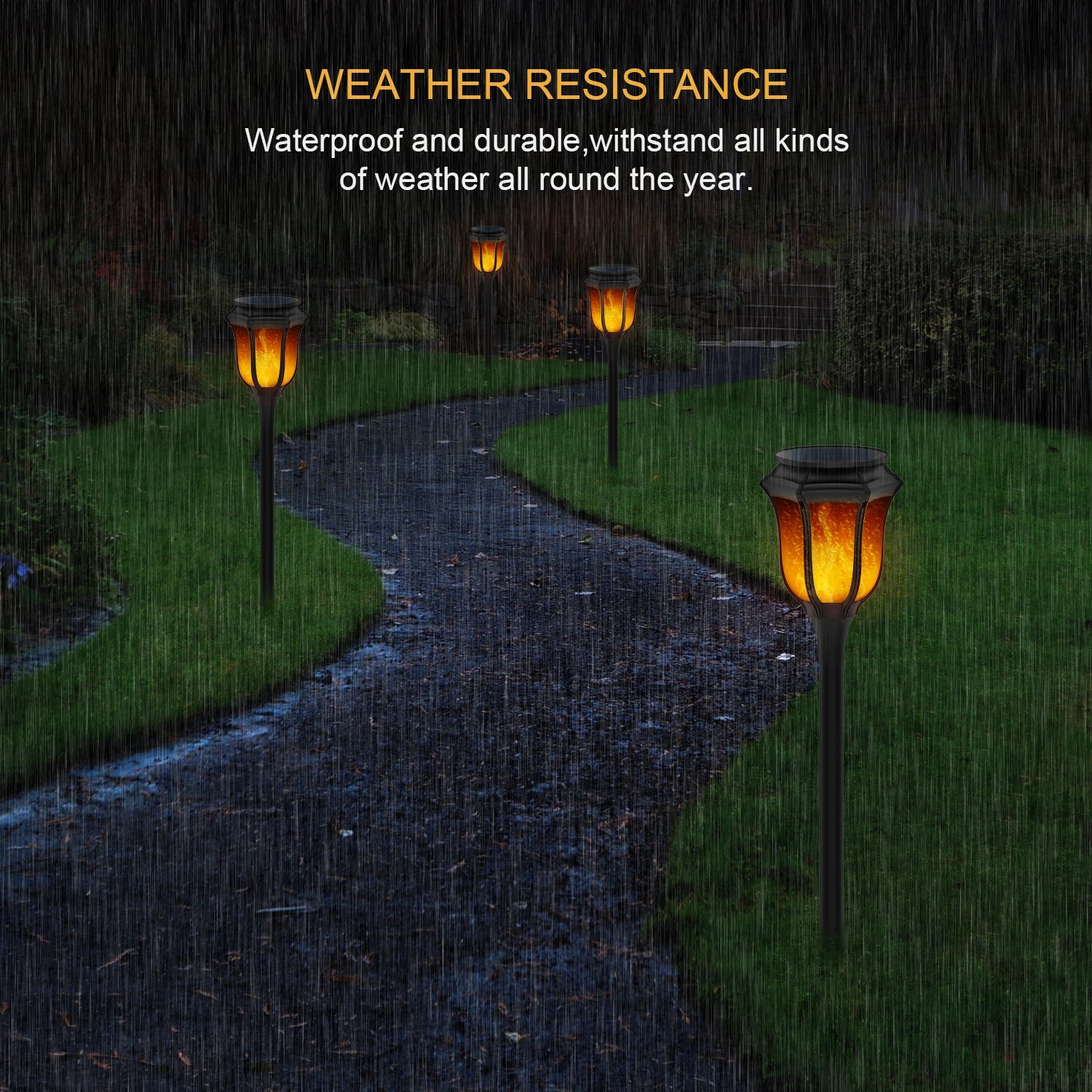 Tdbest Solar Landscape Lights Waterproof Flickering Flames Torches Lights for Garden Patio Yard Decor Waterproof Pool Path Effect lights, 2 Pack