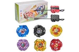Gyro X Set, 6 Right Spinning Blade Tops and 2 X Launhcers, Great Starter Set Battle Game for Boys Toys Kids Birthday Gift 6+ 