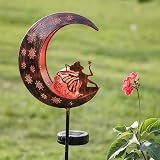 TERESA'S COLLECTIONS Large Garden Moon Fairy Solar Light 39in Crackle Glass view 6