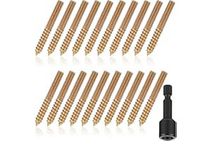 Hicarer 20 Pack 1/4-20 x 1-1/2 Inch Hanger Bolts Double Headed Bolts with Driver Self Tapping Screw Threaded Rod Screws for Furniture Double Headed for Wood Furniture Joint