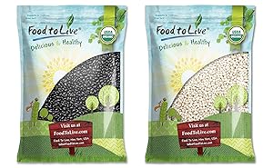Organic Black & White Beans Bundle - Organic Black Turtle Beans, 10 Pounds and Organic Navy Beans, 10 Pounds - Non-GMO, Kosher, Raw, Vegan