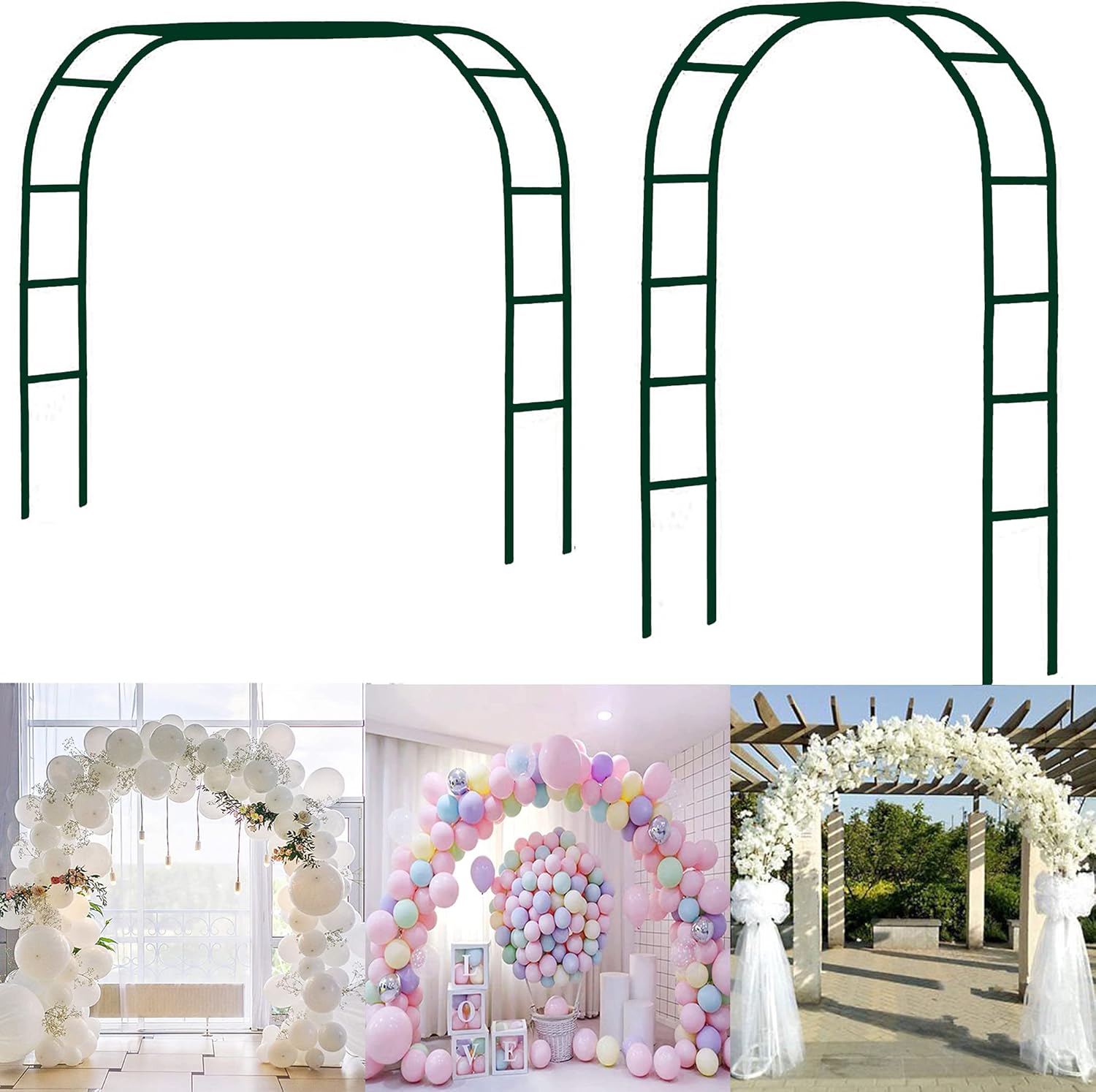 Garden Arch Wedding Arch Garden Arbor for Climbing Plant Indoor Outdoor Wedding Party Garden Patio Trellis Garden Various Bridal Party Decoration Pergola Arbor Round Top Green 4'5