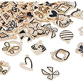 Craftdady Crystal Rhinestone Pendants Butterfly Heart Rhombus Bowknot Earring Charms Alloy Enamel Metal Pendants Light Gold Bracelet Charms for DIY Craft Necklace Jewelry Making
