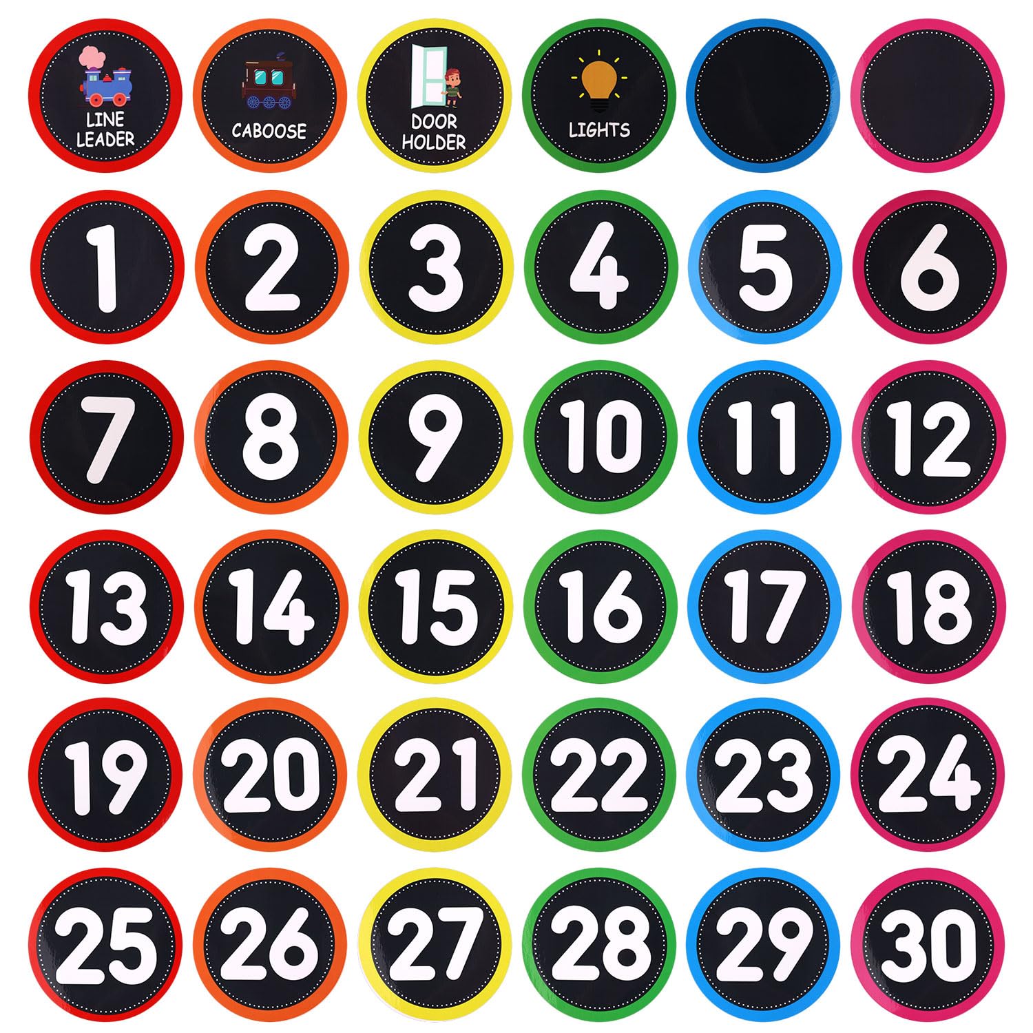 36pcs Line up Spots for Classroom, Round Floor Number Dots Colorful Line-up Sticker Floor Decals for Preschool Kindergarten Teachers Back to School Supplies