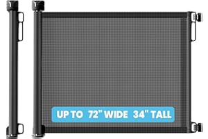 TAMELER Retractable Baby Gates for Stairs Doorways, [Upgraded Double Lock] 34" Tall, Extra Wide up to 72", Mesh Pet Puppuy Dog Gate for House, Hallways, Indoor/Outdoor (72 inch, Black)