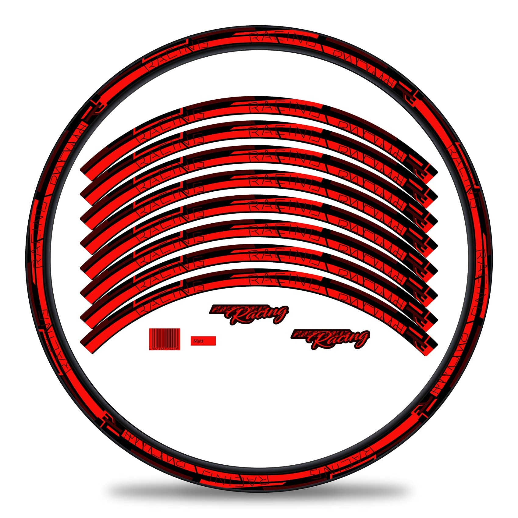 Finest Folia Set of 16 Wheel Rim Stickers for Bicycle Rims in Stripes Design Complete Set for 27 Inch 29 Inch for Ebike Road Bike Mountain Bike MTB Balance Bike (Neon Red, Shine)